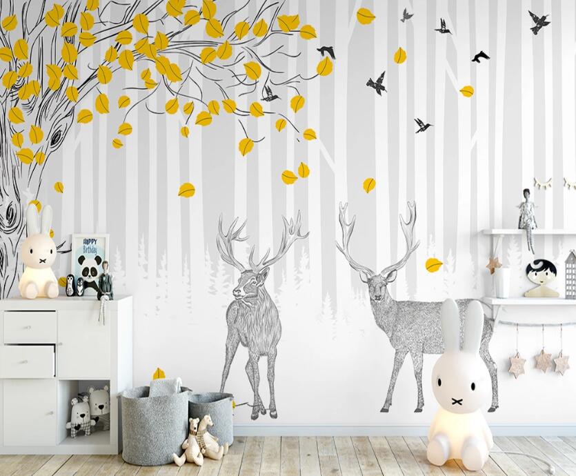 3D Fallen Leaves WC2076 Wall Murals