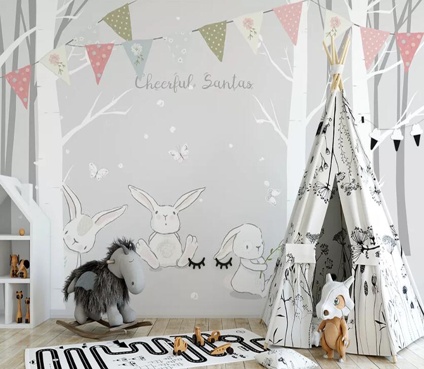 3D Forest Rabbit WC13 Wall Murals Wallpaper AJ Wallpaper 2 