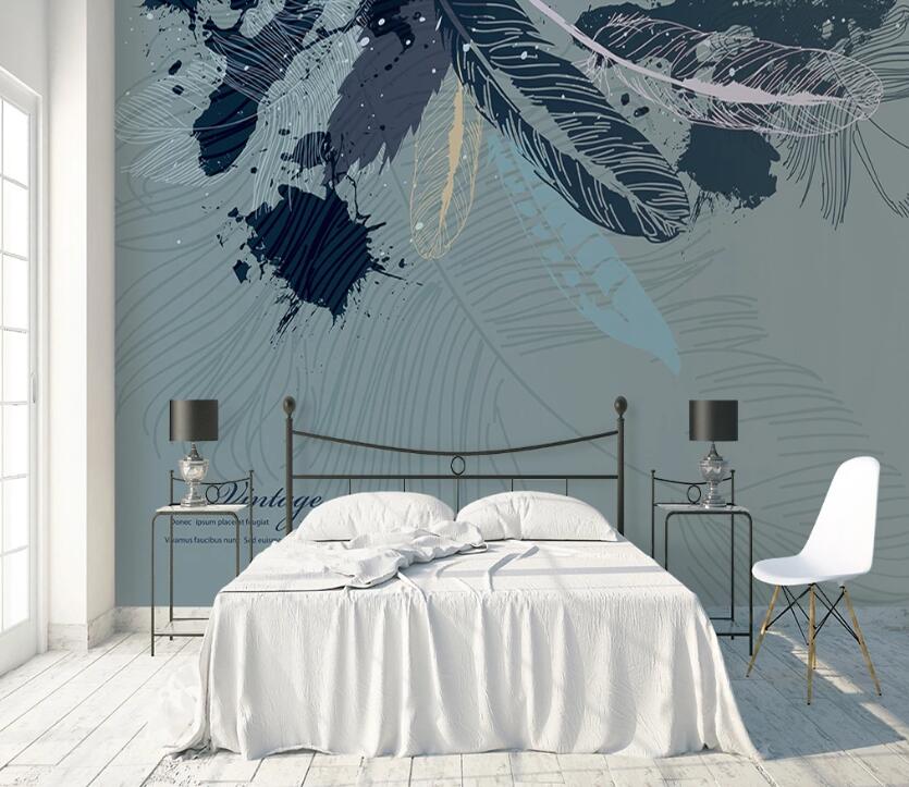 3D Gray Leaves WC07 Wall Murals Wallpaper AJ Wallpaper 2 