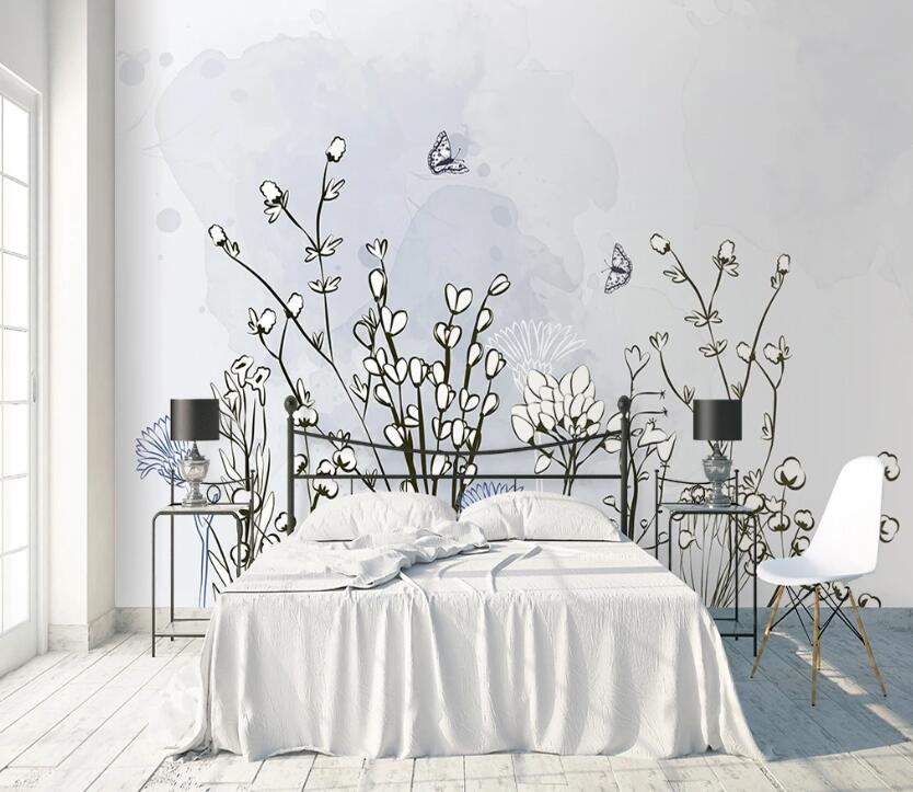 3D Flower Butterfly WC73 Wall Murals Wallpaper AJ Wallpaper 2 