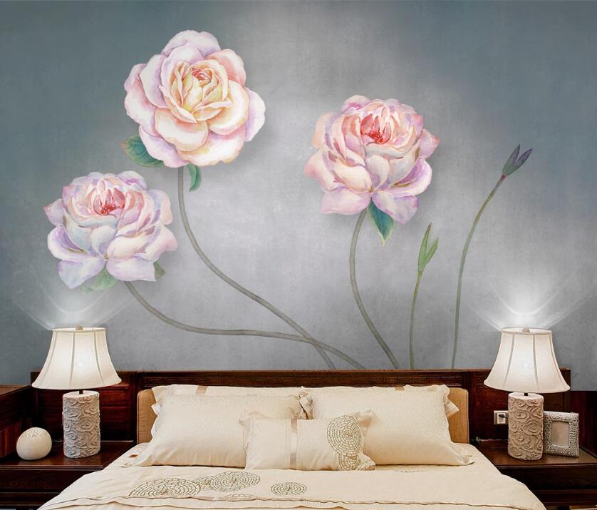 3D Pink Flowers WC53 Wall Murals Wallpaper AJ Wallpaper 2 