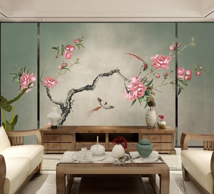 3D Pink Flowers WC52 Wall Murals Wallpaper AJ Wallpaper 2 