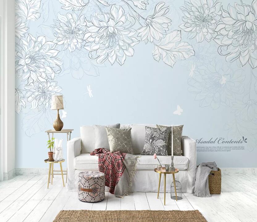 3D Sketch Flower WC2009 Wall Murals