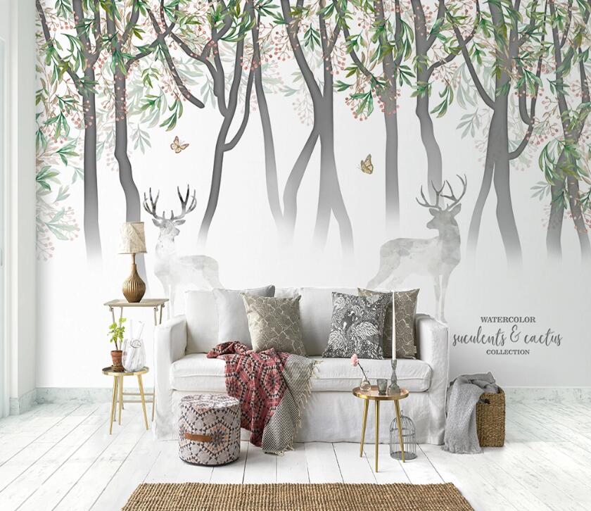 3D Deer Forest WC10 Wall Murals Wallpaper AJ Wallpaper 2 