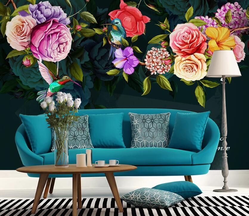 3D Colored Flowers WC94 Wall Murals Wallpaper AJ Wallpaper 2 