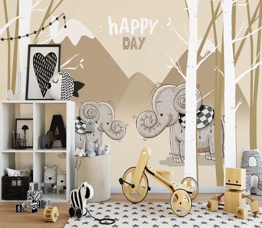 3D Elephant Forest WC58 Wall Murals Wallpaper AJ Wallpaper 2 