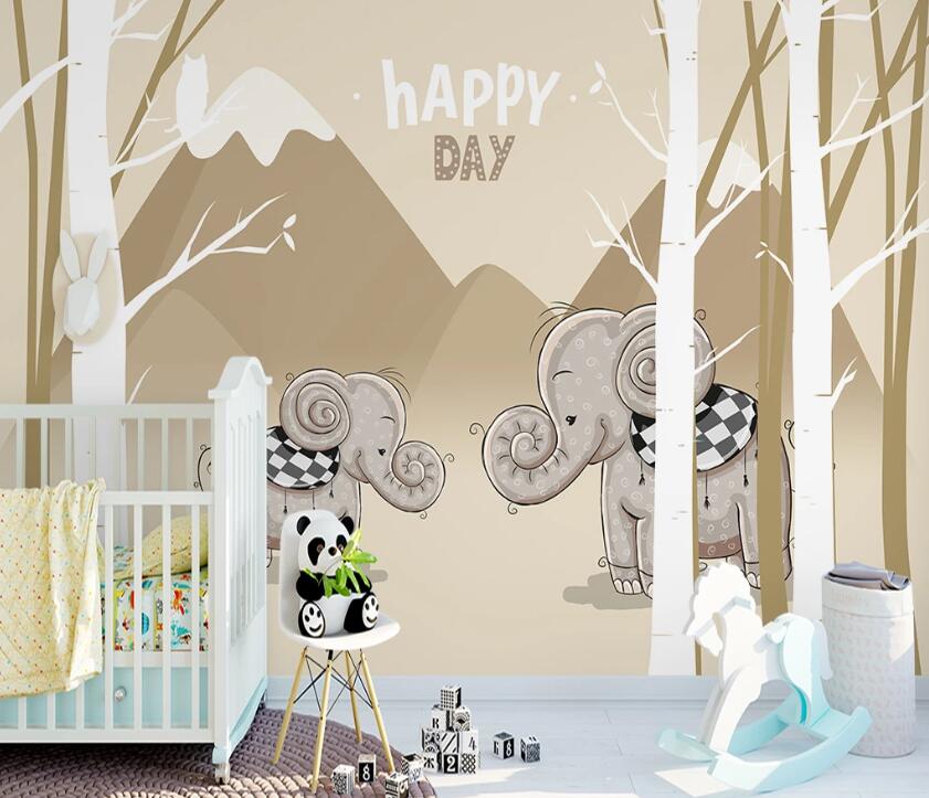 3D Elephant Forest WC58 Wall Murals Wallpaper AJ Wallpaper 2 