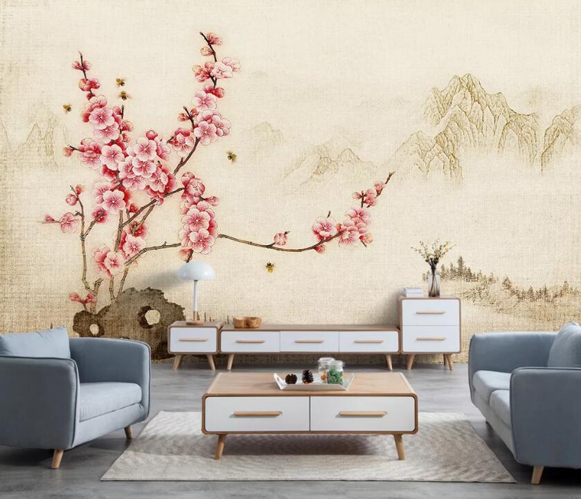3D Peach Blossom WC45 Wall Murals Wallpaper AJ Wallpaper 2 