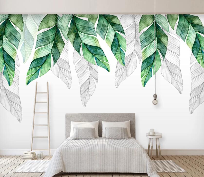 3D Big Green Leaf WC1855 Wall Murals