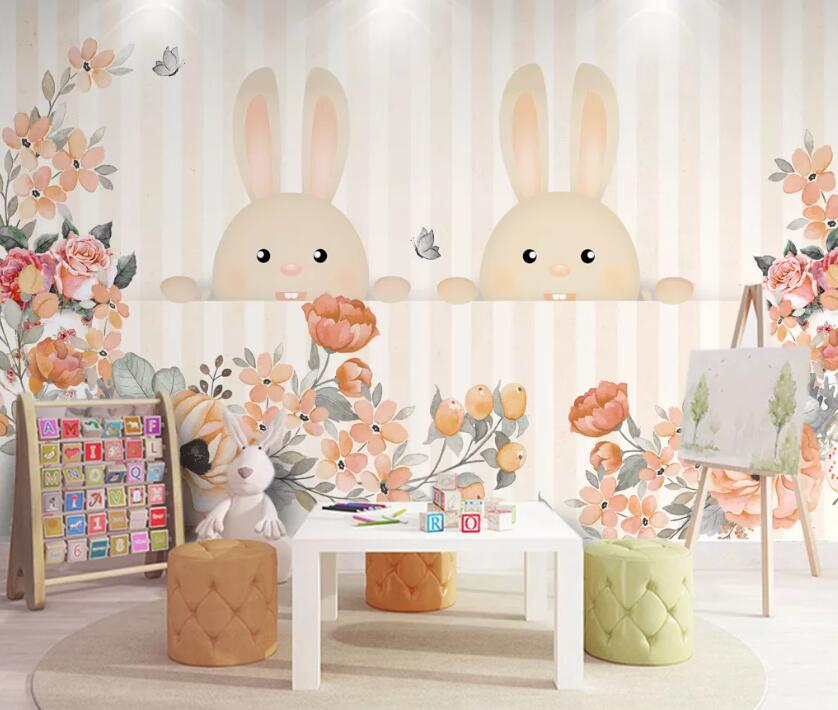 3D Flower Rabbit WC1828 Wall Murals
