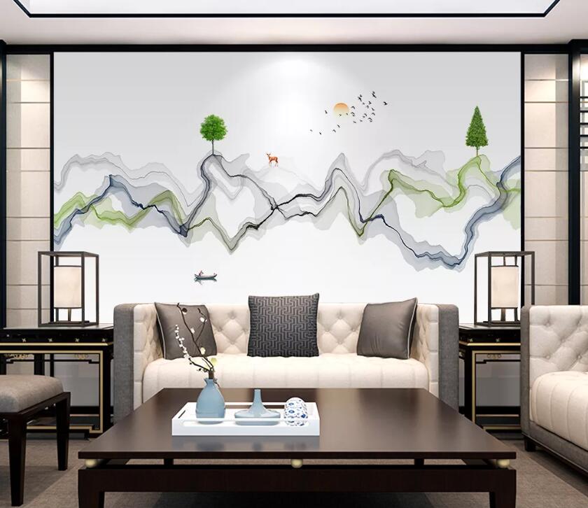 3D Mountain Sun WC1813 Wall Murals