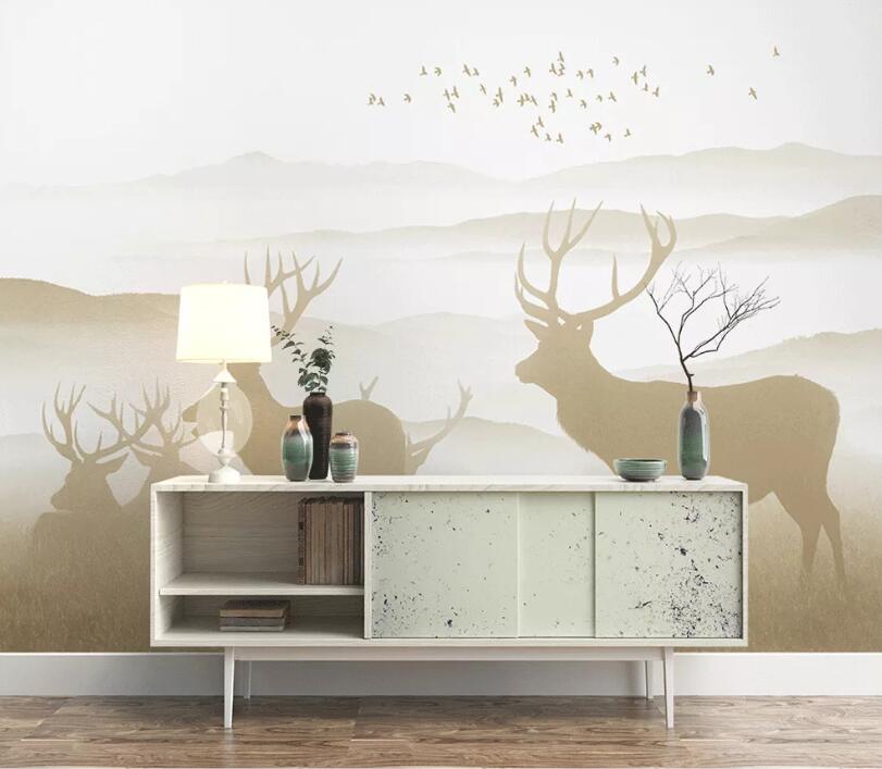 3D Shadow Deer WC1799 Wall Murals