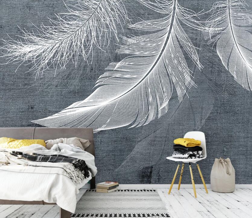 3D White Feathers WC1797 Wall Murals