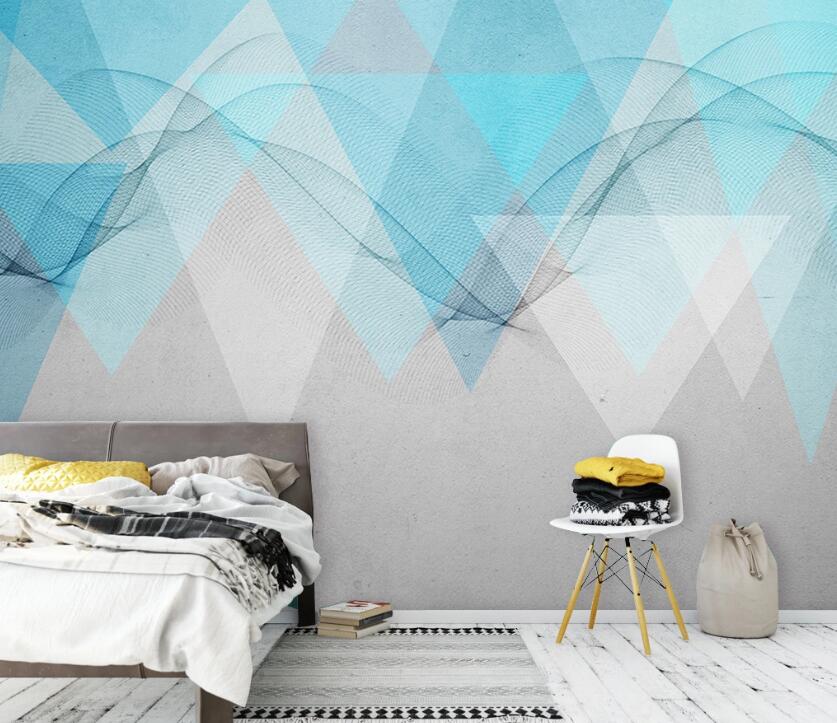 3D Blue Triangle WC1793 Wall Murals