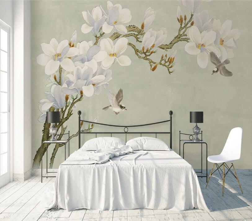3D White Flowers WC09 Wall Murals Wallpaper AJ Wallpaper 2 