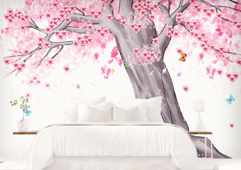 3D Pink Cherry Blossom WC79 Wall Murals Wallpaper AJ Wallpaper 2 