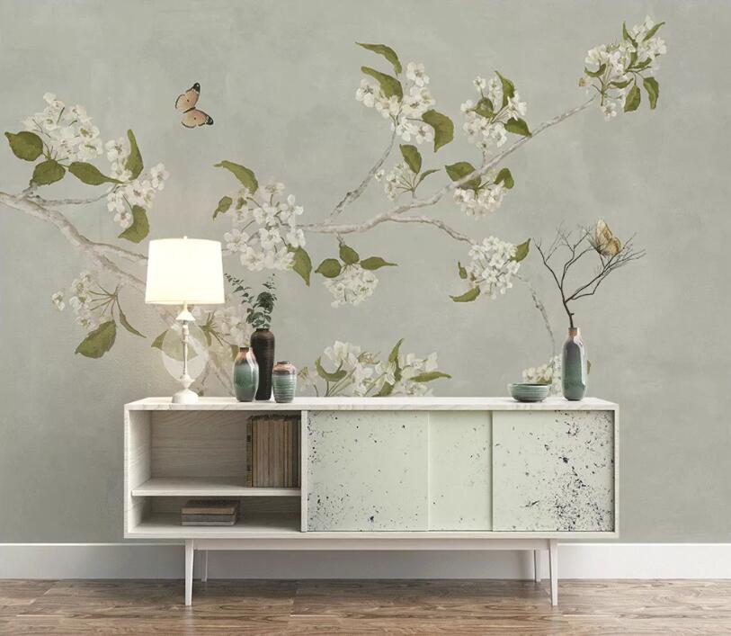 3D Flower Butterfly WC77 Wall Murals Wallpaper AJ Wallpaper 2 
