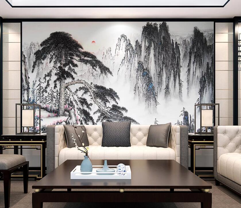3D Mountain Tree WC55 Wall Murals Wallpaper AJ Wallpaper 2 