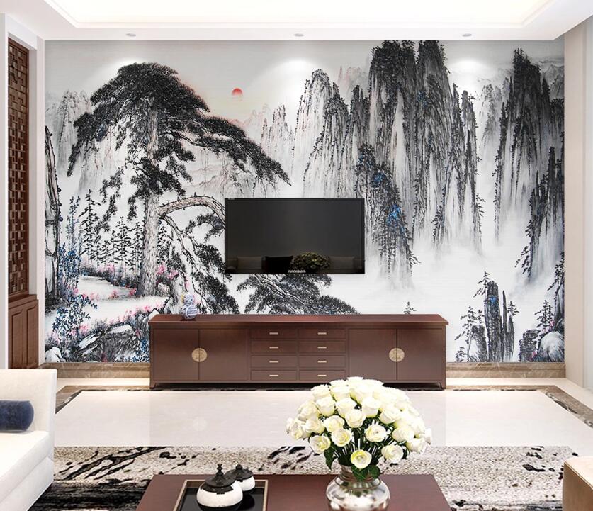 3D Mountain Tree WC55 Wall Murals Wallpaper AJ Wallpaper 2 