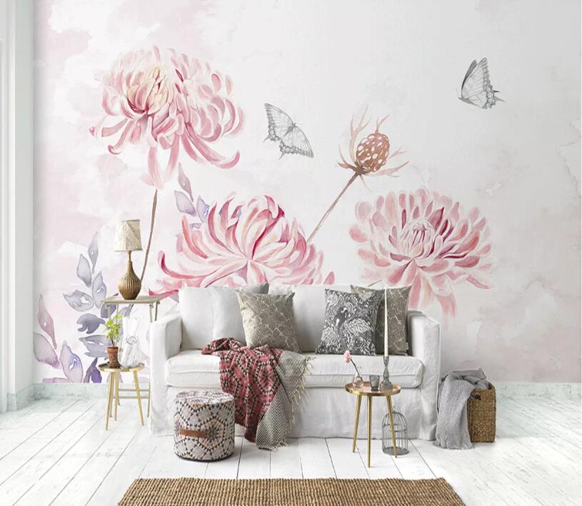3D Pink Flowers WC90 Wall Murals Wallpaper AJ Wallpaper 2 