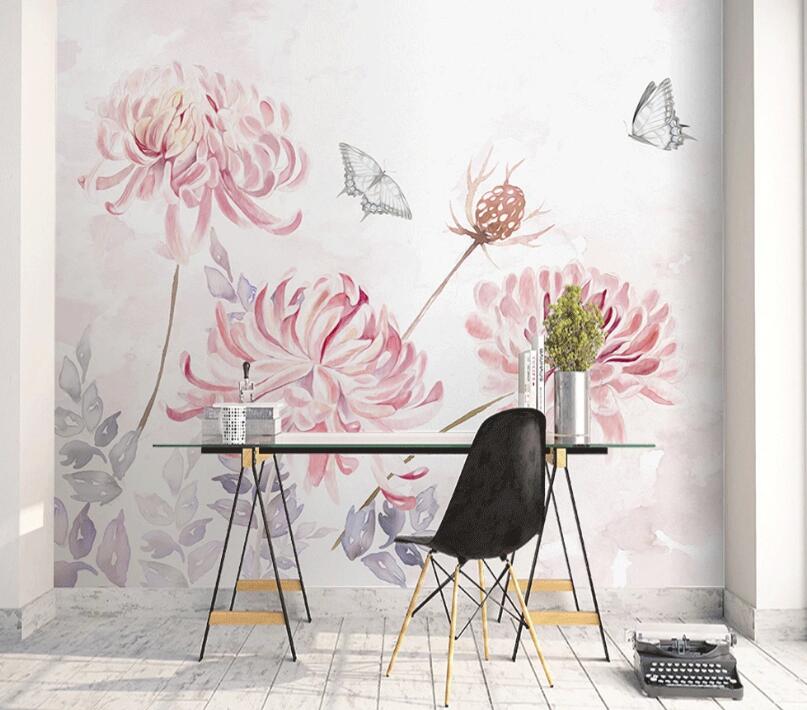 3D Pink Flowers WC90 Wall Murals Wallpaper AJ Wallpaper 2 