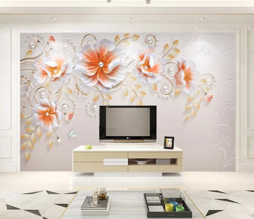 3D Orange Flower WC1714 Wall Murals
