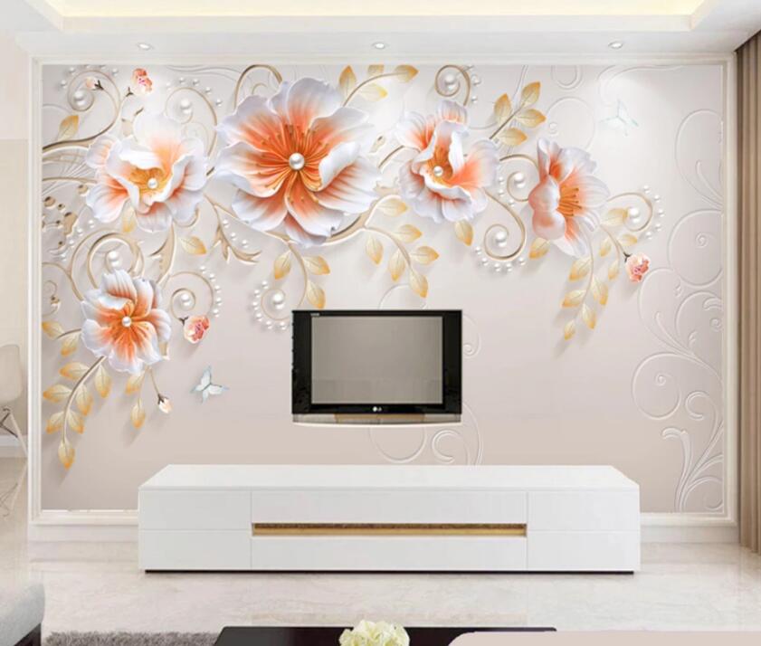 3D Orange Flower WC1714 Wall Murals