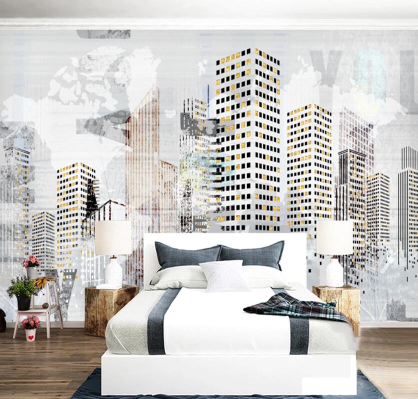 3D Building Pattern WC1713 Wall Murals