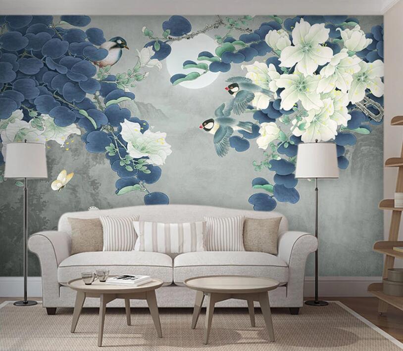 3D Flower Bird WC65 Wall Murals Wallpaper AJ Wallpaper 2 