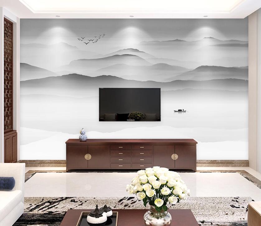 3D Ship Mountain WC1701 Wall Murals