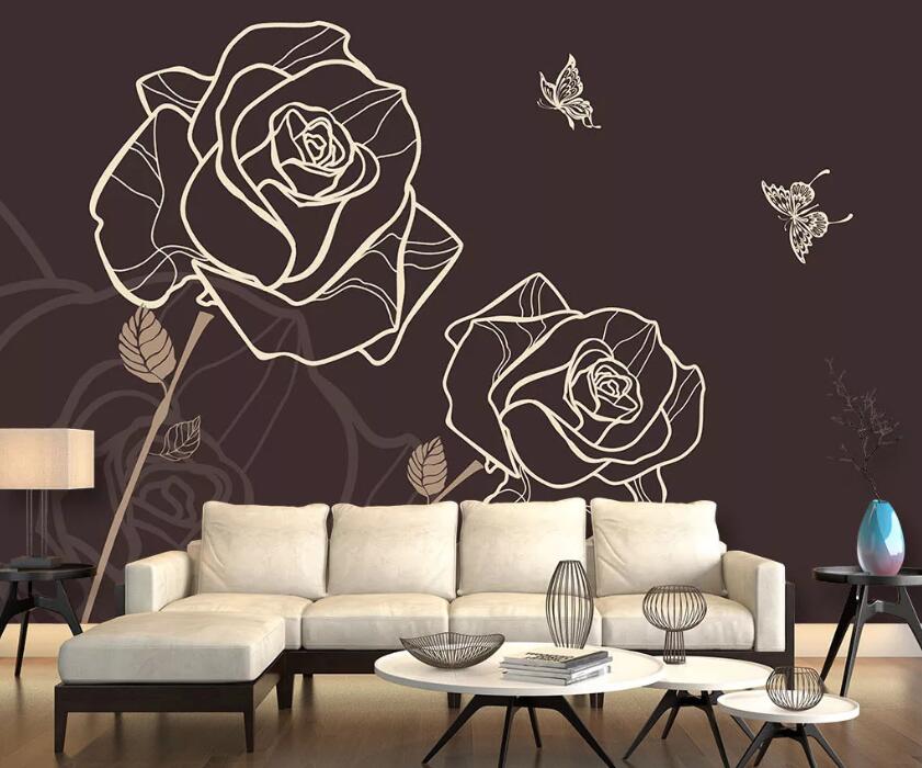 3D Line Rose WC61 Wall Murals Wallpaper AJ Wallpaper 2 