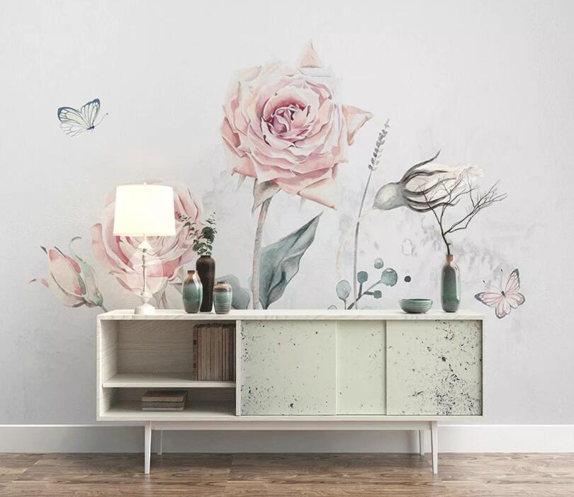 3D Pink Flowers WC55 Wall Murals Wallpaper AJ Wallpaper 2 