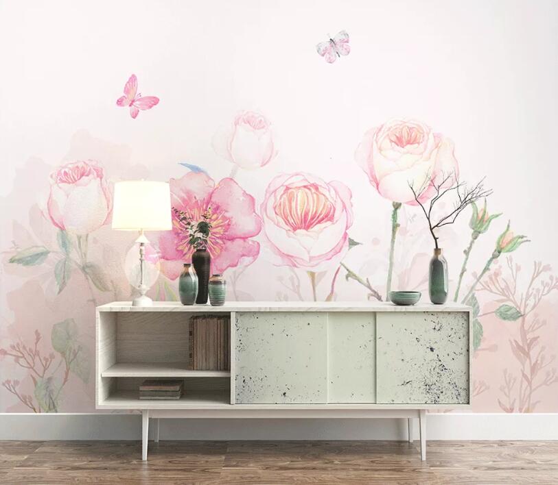 3D Pink Flowers WC52 Wall Murals Wallpaper AJ Wallpaper 2 