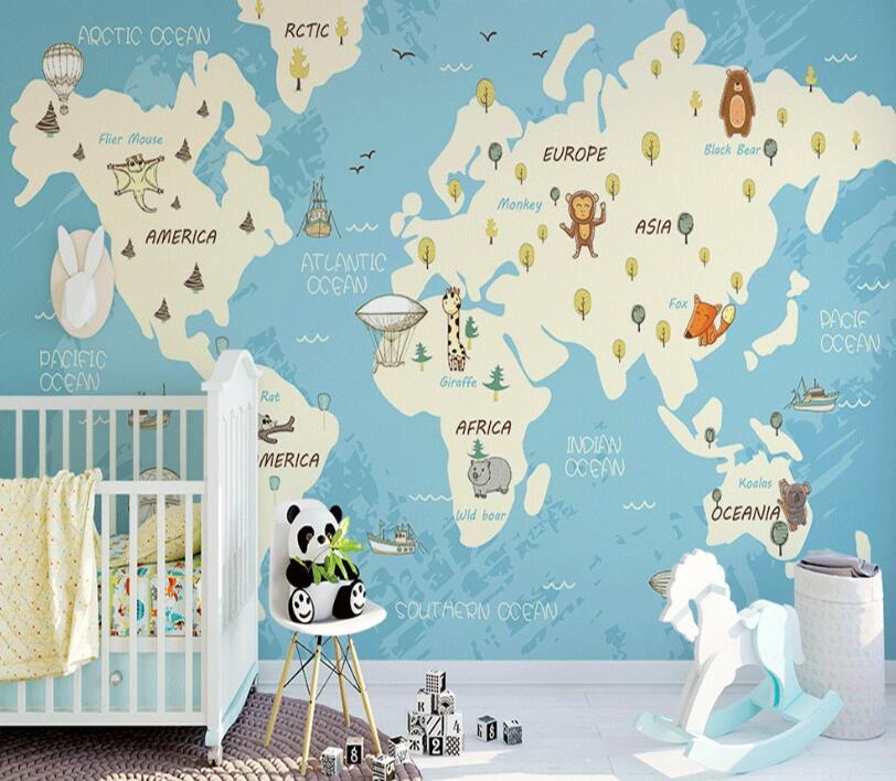 3D Animal Map WC26 Wall Murals Wallpaper AJ Wallpaper 2 