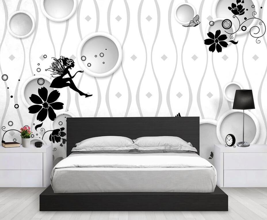 3D Black Flowers WC25 Wall Murals Wallpaper AJ Wallpaper 2 