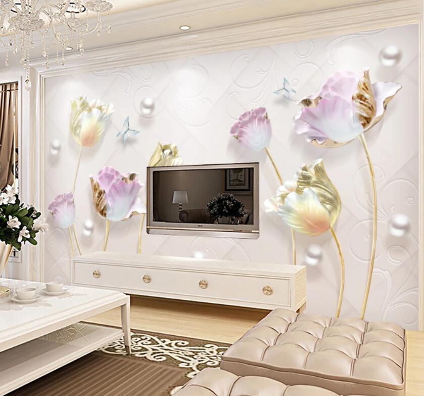 3D Pearl Flower WC07 Wall Murals Wallpaper AJ Wallpaper 2 