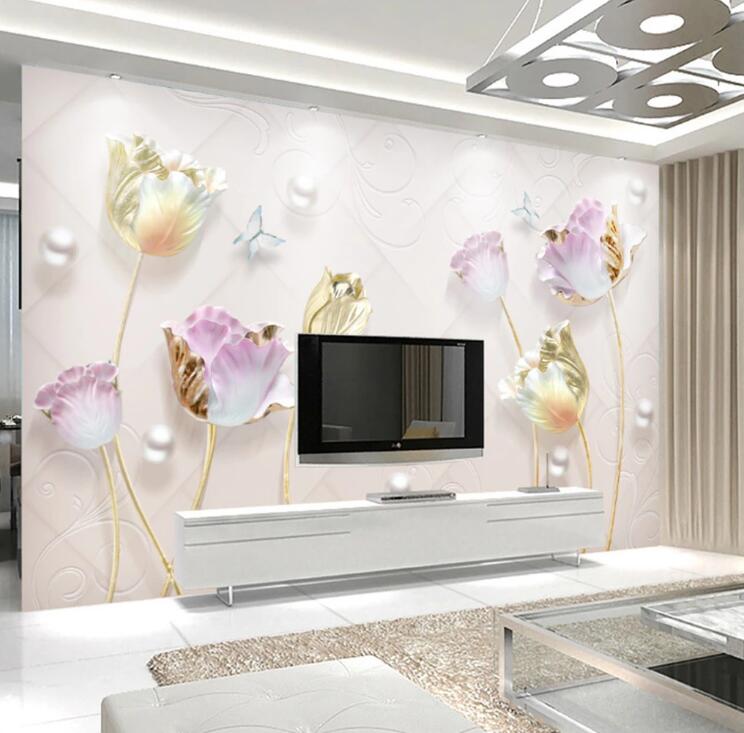 3D Pearl Flower WC07 Wall Murals Wallpaper AJ Wallpaper 2 