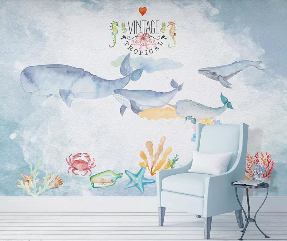 3D Whale Crab WC1629 Wall Murals
