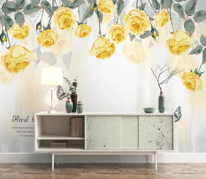 3D Yellow Rose WC78 Wall Murals Wallpaper AJ Wallpaper 2 
