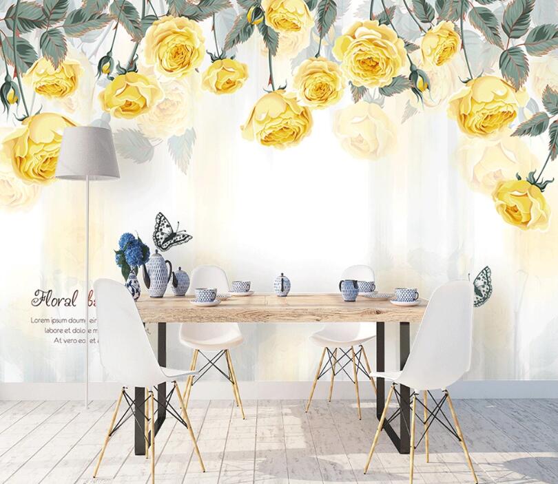 3D Yellow Rose WC78 Wall Murals Wallpaper AJ Wallpaper 2 