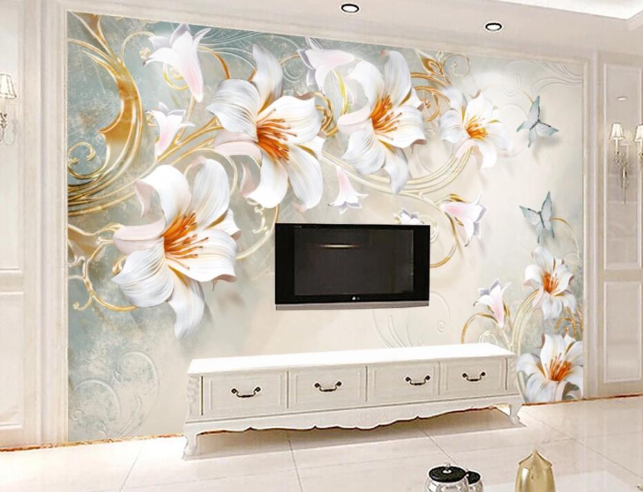 3D Flower Butterfly WC67 Wall Murals Wallpaper AJ Wallpaper 2 