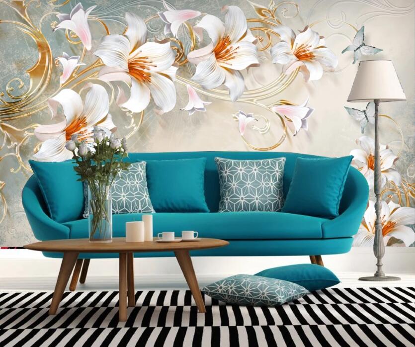 3D Flower Butterfly WC67 Wall Murals Wallpaper AJ Wallpaper 2 
