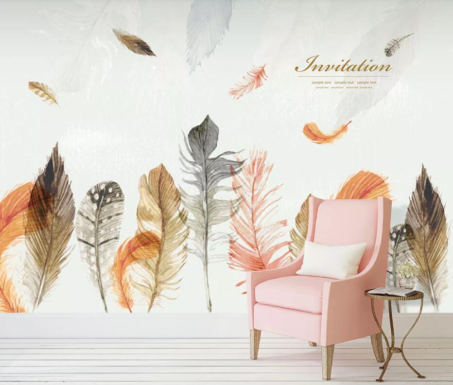 3D Orange Feather WC1581 Wall Murals