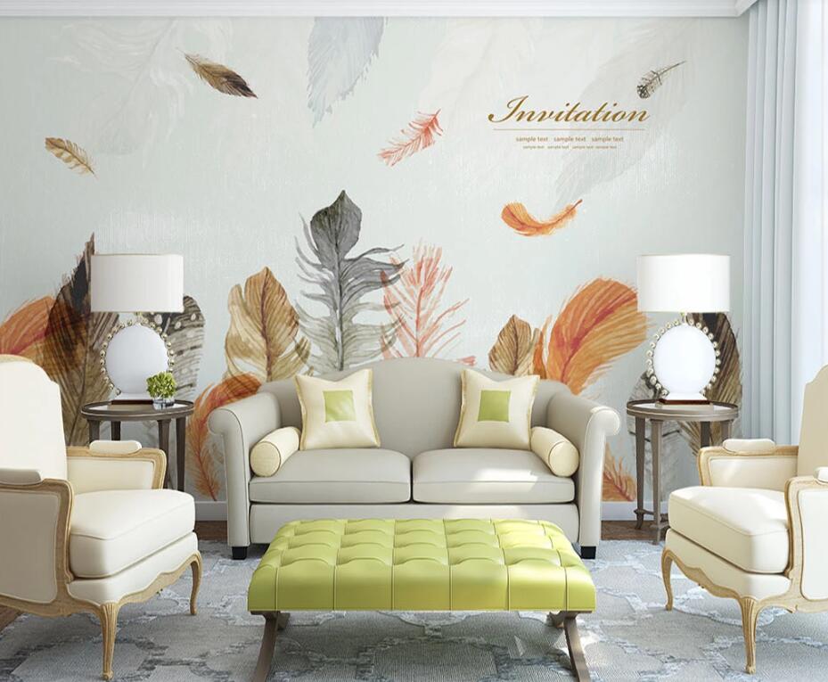 3D Orange Feather WC1581 Wall Murals