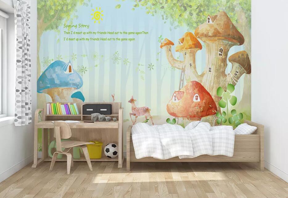 3D Forest Mushroom WC43 Wall Murals Wallpaper AJ Wallpaper 2 