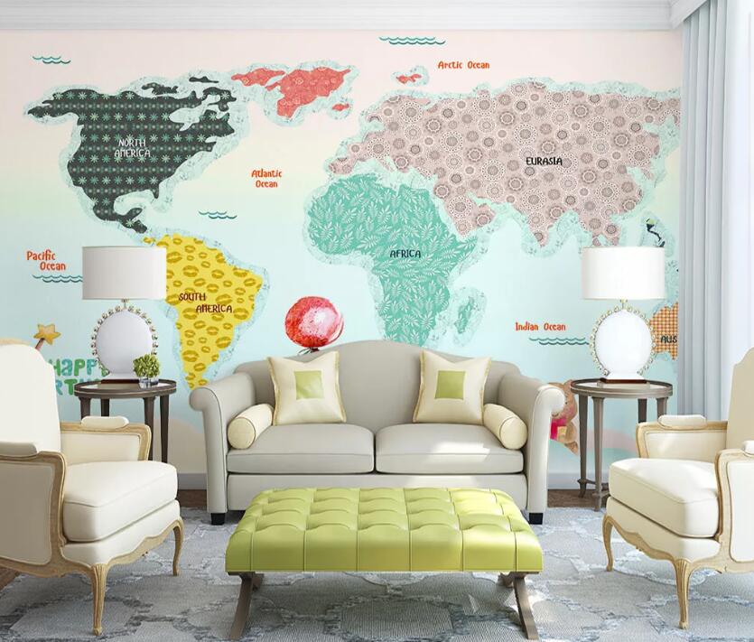 3D Color World Map WC1576 Wall Murals