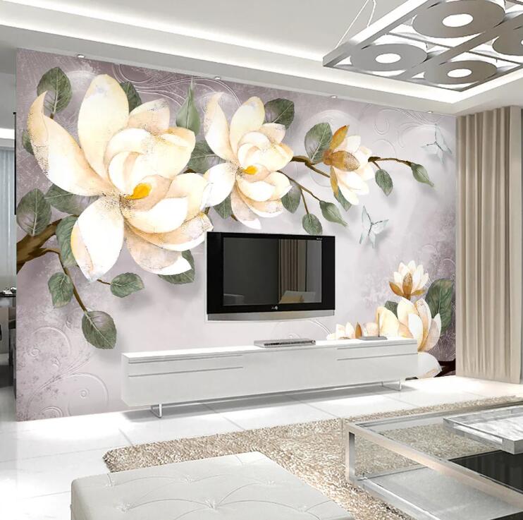 3D White Flowers WC33 Wall Murals Wallpaper AJ Wallpaper 2 