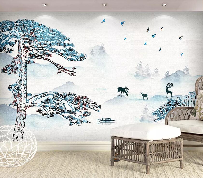 3D Mountain Deer WC1535 Wall Murals