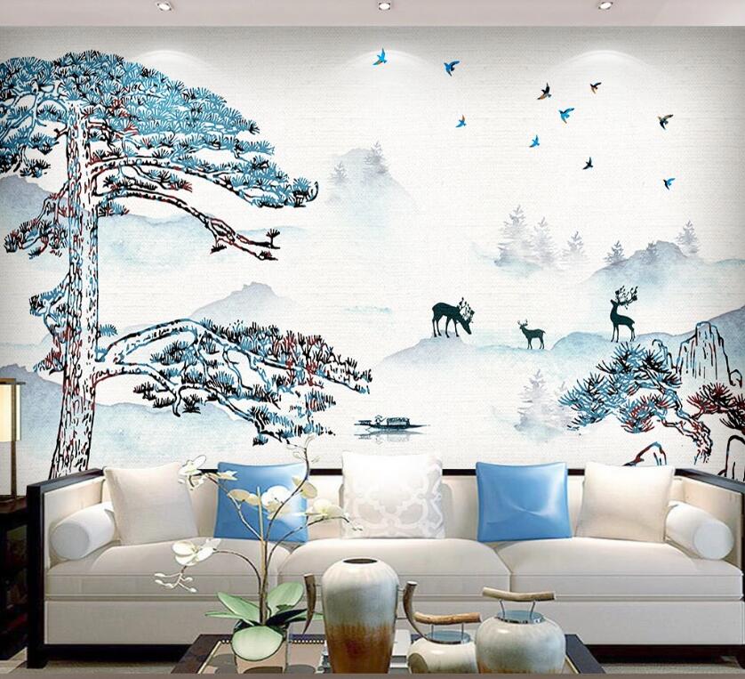 3D Mountain Deer WC1535 Wall Murals