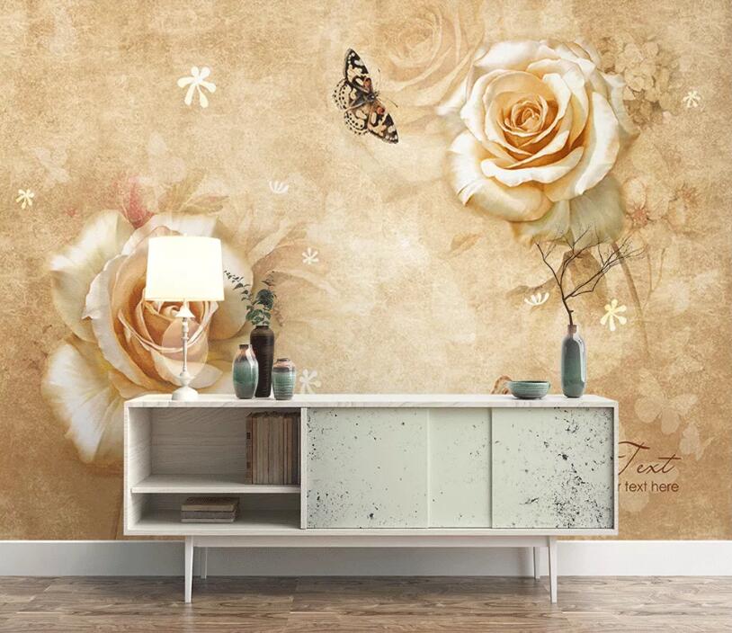 3D Rose Butterfly WC46 Wall Murals Wallpaper AJ Wallpaper 2 